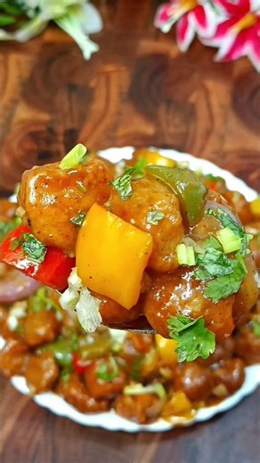 Restaurant Style Soya Manchurian😍 Soya Chilli Recipe#shorts #recipe #soyachilli #soyabeanrecipe#food