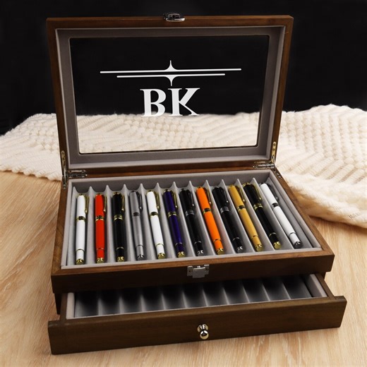 Personalized Wooden Pen Case, Fountain Pen Holder, Pen Display Box, Back to School Gift, Pen Box for Students, Gift for Men - Etsy