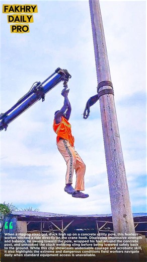Crazy Crane Operation! Worker Rides Crane Hook to Unhook Strap 🚨⚡ #engineering #skills #pro
