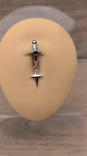 Tiny Cross Belly Button Ring – 14g 1/2" Silver Dangle Navel Piercing With Dagger & Black Gem, Gothic Alt Punk Low Profile Jewelry Gift - Etsy
