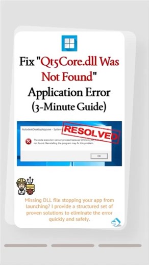⚠️ Qt5Core.dll Was Not Found? Fix It Fast on Windows (Step-by-Step Guide)#windowstips #windowserror