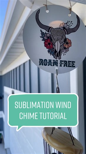 How to make a sublimation wind chime with a blank from @Vinyl Fun I pressed each side with my auto heat press for 60 seconds at 400 degrees. Love how it turned out!!! So easy and greay quality! #sublimation #sublimationblank #sublimationtutorial #windchime #vinylfun