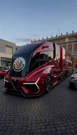 🔥 L’élégance italienne au service du transport de demain. Ce camion Alfa Romeo futuriste associe performance, design raffiné et technologie avancée dans une machine spectaculaire. Sa calandre iconique, sa signature lumineuse moderne et sa silhouette sportive reflètent l’âme Alfa Romeo. À l’intérieur, un cockpit high-tech avec matériaux premium et éclairage LED d’ambiance offre une expérience immersive et raffinée. Chaque mouvement est fluide, contrôlé et hypnotique. Ce n’est pas qu’un camion — 
