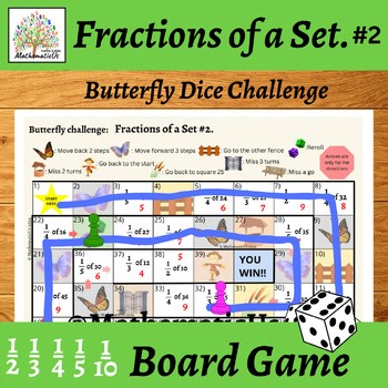 Fractions of a Set #2 Butterfly Maths Board Dice Game