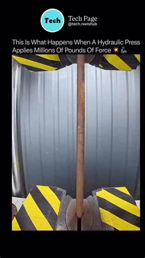 Tech page on Instagram: "“This is what happens when a hydraulic press applies millions of pounds of force. With controlled pressure, the press slowly compresses metal, plastic, or even solid steel until the material deforms, fractures, or completely shatters. The immense force reveals how materials behave under extreme stress, demonstrating why hydraulic presses are essential in manufacturing, testing, and heavy engineering industries.”** . . . . #HydraulicPress #ExtremeForce #EngineeringFacts #