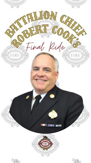 San Mateo Consolidated Fire on Instagram: "CHIEF COOK’S FINAL RIDE 🚒 Battalion Chief Robert Cook officially retired from the San Mateo Consolidated Fire Department on December 30, 2025, closing out an incredible fire service career spanning more than three decades. Robert began his journey as a San Mateo Fire Explorer in 1987, became a Paramedic in 1999, and joined the department in 2001 as a Firefighter/Paramedic. Over the years, he promoted to Fire Captain and ultimately Training Battalion Ch