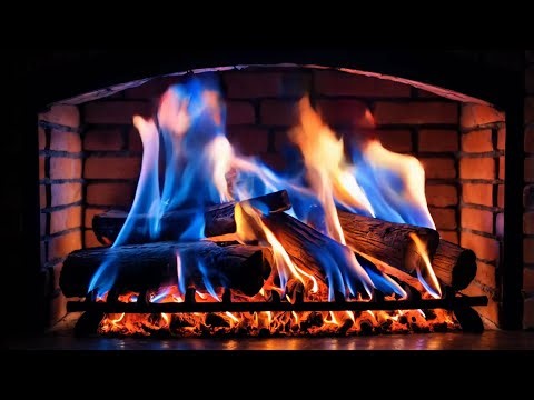Color-Changing Fireplace in 4K – Blue and Orange Fireplace Flames Dance Against Brick Wall Ambience