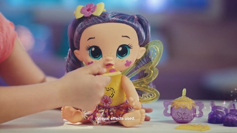 Baby Alive Glo Pixies Doll, Sammie Shimmer, Interactive 10.5-inch Pixie Doll Toy for Kids 3 and Up, 20 Sounds, Glows with Pretend Feeding