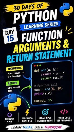 Function Arguments & Return Statement in Python 🔥 | Python Tutorial for Beginners