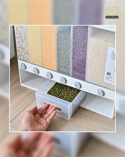 Sealed Rice Storage Box Wall Mounted Cereal Grain Container Dry Food Dispenser Grain Storage Jar ...