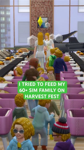 I Tried To Feed My 60+ SIM FAMILY On Harvestfest... (Sims 4 Extreme Challenge) #thesims4