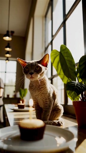 Happy Birthday Cat! 🎂 Blowing Out Candles 🐱 #shorts