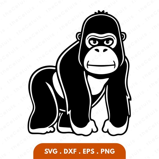 Gorilla SVG PNG DXF Files: Wildlife Animal Clipart for Cricut, Silhouette (instant Download) - Etsy