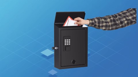 Mailbox with Electronic Lock, Locking Mail Boxes for House, Wall Mount Business Suggestion Box, Key Drop Box, One Time Code/Permanent Code/Spare Key Unlock, Large Capacity, Black, 14x4x10in