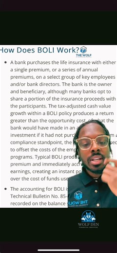 Bank Owned Life Insurance #wolfdavis #banking #privatebanking #boli #iul #lifeinsurance #investing
