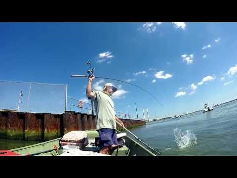 Indian River Inlet Delaware, Live lining Spot for stripers (Coast Guard wall.