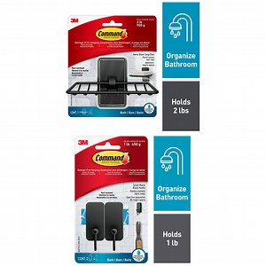 Command Bath Soap Dish, Matte Black and Command Bath Hook, Small, Matte Black, 2 Wall Hooks - Walmart.com