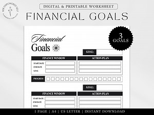 Financial Goals Tracker Printable | Money Goals Planner | Finance Goal Worksheet | Budget Goal Setting | Savings Tracker PDF A4 Letter 2026 - Etsy