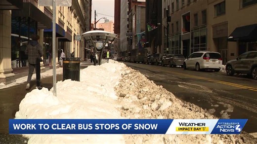 Pittsburgh Regional Transit clearing snow-packed bus stops after massive storm