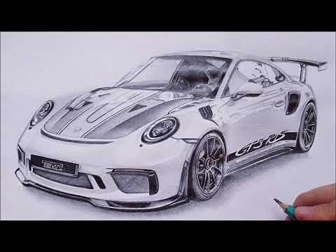 Dibujando Porsche 911 GT3 RS grafito - Pencil drawing timelapse