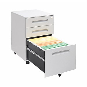 [Hot Item] Filing Metal Cabinet White 3 Drawers Mobile Document Cabinet Office Furniture