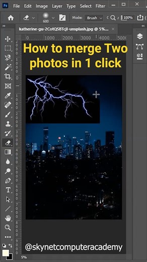 Lightning Effect in Photoshop | Realistic Thunder Effect Tutorial | Easy Photoshop Trick #photoshop