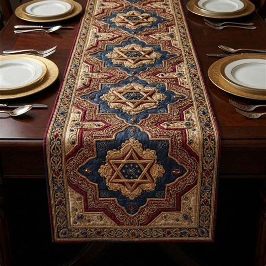 Star of David Table Runner, Jewish Table Decor, Judaica Table Runner, Luxury Vintage Dining Decor, Passover Seder Table Decoration Gift - Etsy