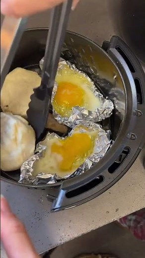 426 Sausage egg and cheese biscuit for breakfast, all made in the air fryer #breakfast #Recipe #airf