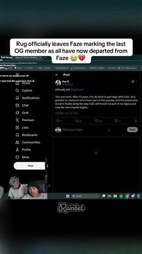Rug Officially Departs FaZe Clan: The Last OG Member