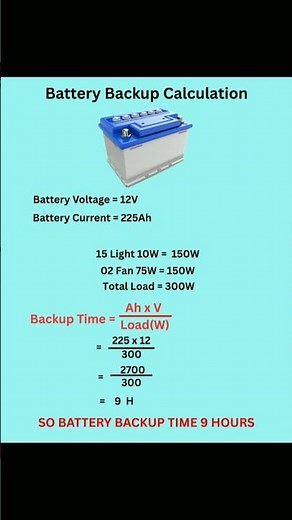 How to Calculate Battery Backup Explained#batterybackup #charging #tech #electricalengineering