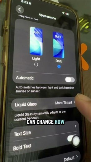 ios features - new liquid glass display setting