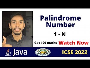 Palindrome number from 1- 100 Java Program | computers Prateik Sharma ICSE 2022 java #icse #Icse2022