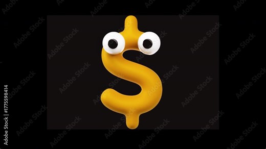 Dollar Sign Emoji Funny 3D Looping Animation on Alpha Channel