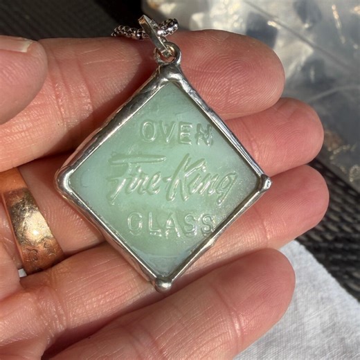 Broken China Jewelry, Fire King Logo Jadeite Necklace - Etsy
