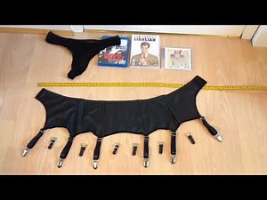 ohyeahlady Suspenders Belt for Stockings with 6 Strap and 12 Metal Clips Vintage PU Leather Garter