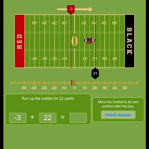 1K views · 25 reactions | Have your students get ready for the big game this weekend while testing their math skills! Move the football to its new calculated position after each play in this interactive game. (Grades: 6-8) https://bit.ly/3RJut4Z | PBS Teachers | Facebook