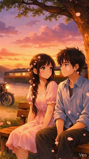 “Sunset Promises Under Falling Petals”