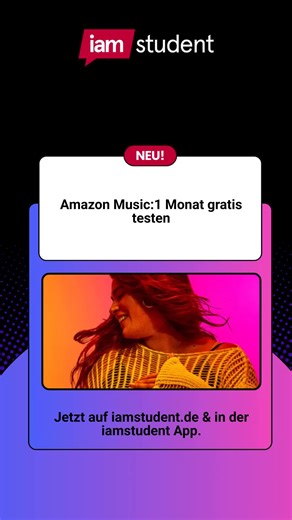 🇩🇪NEU: 1 Monat gratis testen bei Amazon Music. Jetzt einlösen auf iamstudent.de #rabatt #rabatte #rabattcode #rabattcodes #studentenrabatt #studentenrabatte #gutschein #gutscheine #gutscheincodes #gutscheincode #coupon #couponcode #sale #aktion #aktionscode #aktionscodes #angebot #deal #deals #promocode #promotioncode #billiger #studentdiscounts #unidays #studium #studentenleben #uni #studygram #lernenauftiktok #studenthacks #sparen #spartipps #Amazon Music