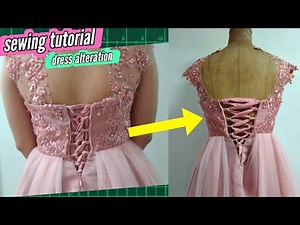 🧵 Sewing Another Lace Up Prom Dress × Zipper to Lace Up Sewing Alteration × Sewing Tutorial