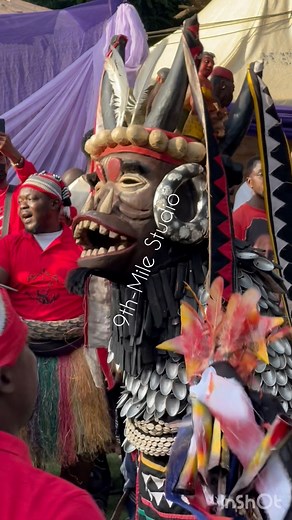 This masquerade is called Agu-Dike Masquerade Umuezeani Akwaeze, performing live on stage | 9th Mile Studio Nanka