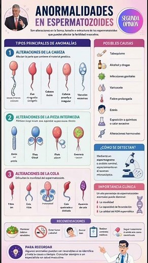 Diferentes tipos de alteraciones de los espermatozoides y sus causas más frecuentes