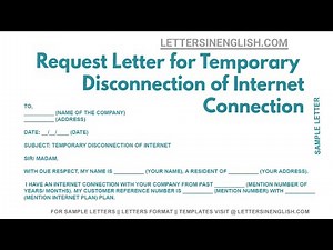 Request Letter For Temporary Disconnection Of Internet Connection