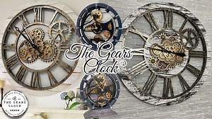 THE GEARS CLOCK Wall Clock with Real Moving Gears AM-LI_ 24 in Round Carbon-Grey