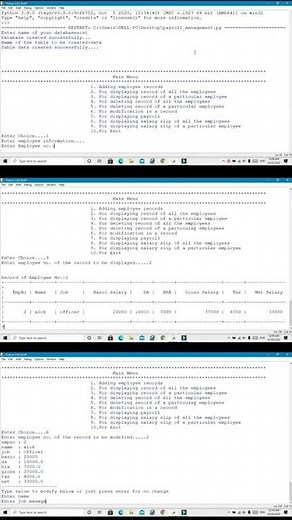 Payroll management using Python Mysql interface | Computer Science Project Class 12