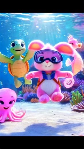 The Brave Pink Bunny Ocean Mission 🐰✨ Kids Animated Adventure#shorts