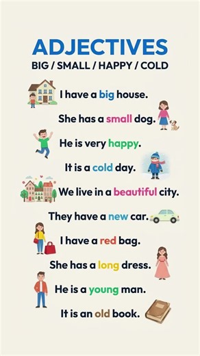 English Adjectives | 10 Easy Examples for Beginners | A1 Grammar