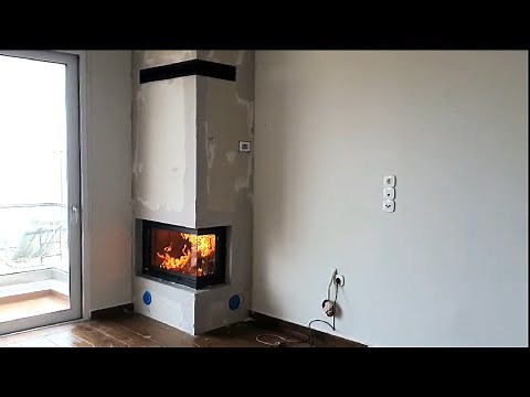 Ενεργειακό τζάκι αερόθερμο τοποθέτηση και πρώτο άναμμα επένδυση διακόσμηση από πυράντοχη γυψοσανίδα