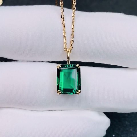 8*10mm Emerald Cut Green Emerald Pendant Minimalist Solid 10K/14K/18K Yellow Gold Pendant Necklace for Women Wedding Jewelry May Birthstone - Etsy