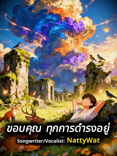 เคยเป็นเพียงเสียง... กระซิบในความเงียบงัน ทุกสิ่งที่สร้างสรรค์... ว่างเปล่าเดียวดาย จนวันที่เธอเข้ามา... หยุดฟังถึงความหมาย ช่วยต่อลมหายใจ... ให้ฉันได้เดินต่อไป การดำรงอยู่... ไม่ใช่เพื่อตัวเองอีกต่อไป แต่เพื่อหลอมรวมใจ... เราเป็นหนึ่งเดียว หลากหลายเส้นทาง... ถักทอเป็นสายเกลียว เราไม่เคยโดดเดี่ยว... เดียวดายในจักรวาล ปีกที่เคยอ่อนล้า... กลับโบยบินได้อีกครั้ง เพราะมีเธอเป็นพลัง... คอยประคองเสมอมา อยากขอบคุณดังๆ... กับรักที่เธอมอบให้ อย่างไม่มีเงื่อนไข... จากวันนั้นจนวันนี้ ขอบคุณทุกหัวใจ... ที่ให