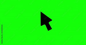 Mouse click symbol with circle on Green Screen Chroma key. Pointer arrow cursor clicking. 4K high quality animation video.